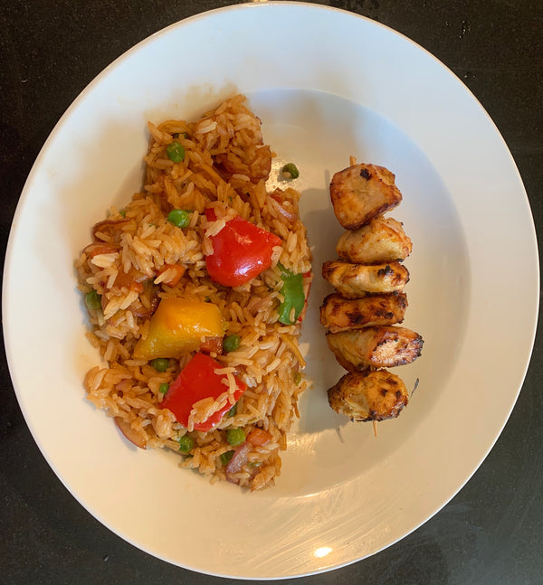 Chicken Kebab with vegetable fried rice