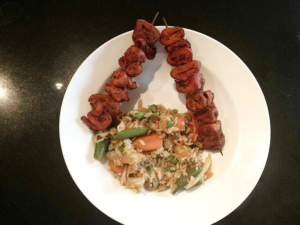 Soya kabab with fried rice