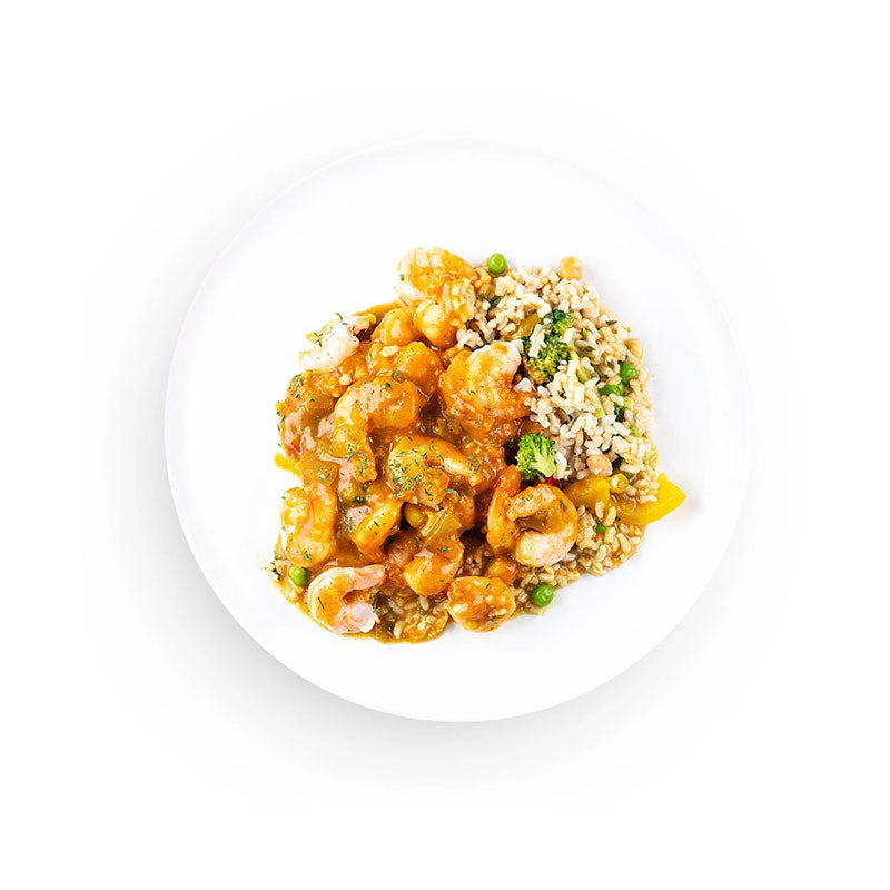 Coconut Curry Shrimp with Rice and Vegetables