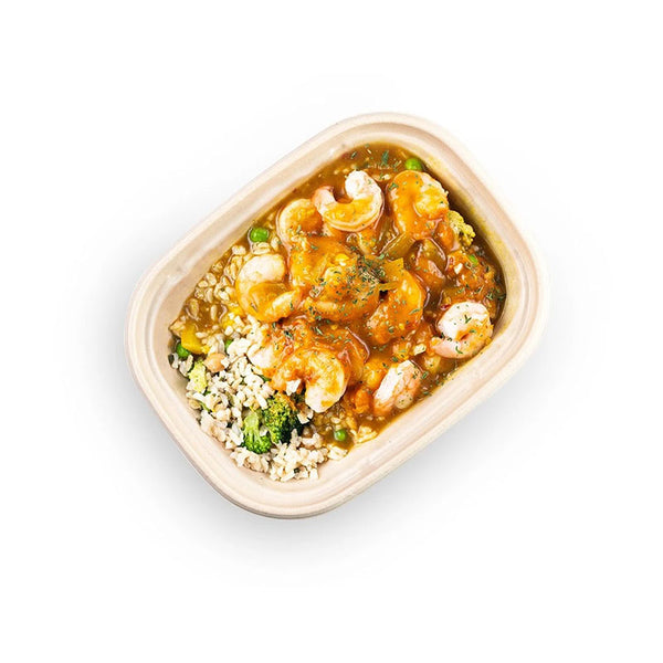 Coconut Curry Shrimp with Rice and Vegetables